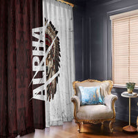 Native American Alpha Wolf Window Curtain Tribal Headdress Split Geometric Pattern Art