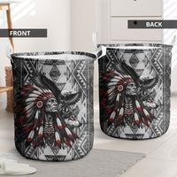 Native American Chief Eagle And Wolf Laundry Basket Tribal Pattern Dreamcatcher Wilderness Art