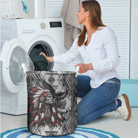 Native American Chief Eagle And Wolf Laundry Basket Tribal Pattern Dreamcatcher Wilderness Art