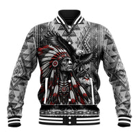 Native American Chief Eagle And Wolf Baseball Jacket Tribal Pattern Dreamcatcher Wilderness Art