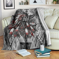 Native American Chief Eagle And Wolf Blanket Tribal Pattern Dreamcatcher Wilderness Art