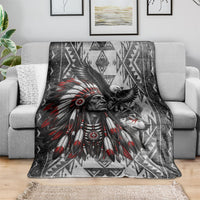 Native American Chief Eagle And Wolf Blanket Tribal Pattern Dreamcatcher Wilderness Art