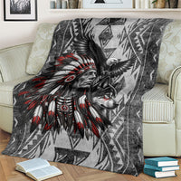 Native American Chief Eagle And Wolf Blanket Tribal Pattern Dreamcatcher Wilderness Art