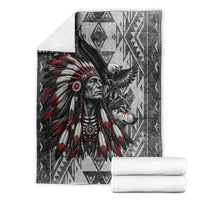 Native American Chief Eagle And Wolf Blanket Tribal Pattern Dreamcatcher Wilderness Art