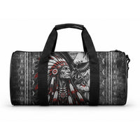 Native American Chief Eagle And Wolf Duffle Bag Tribal Pattern Dreamcatcher Wilderness Art