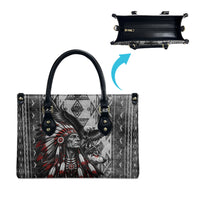 Native American Chief Eagle And Wolf Leather Bag Tribal Pattern Dreamcatcher Wilderness Art