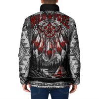 Native American Chief Eagle And Wolf Padded Jacket Tribal Pattern Dreamcatcher Wilderness Art