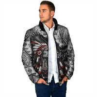 Native American Chief Eagle And Wolf Padded Jacket Tribal Pattern Dreamcatcher Wilderness Art