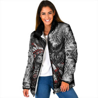 Native American Chief Eagle And Wolf Padded Jacket Tribal Pattern Dreamcatcher Wilderness Art