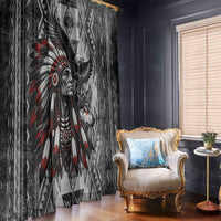 Native American Chief Eagle And Wolf Window Curtain Tribal Pattern Dreamcatcher Wilderness Art
