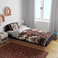 Native American Eagle Bedding Set Indigenous Woman Tribal Geometric Pattern Art