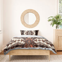 Native American Eagle Bedding Set Indigenous Woman Tribal Geometric Pattern Art