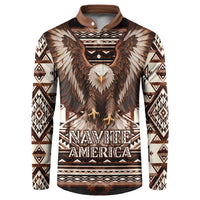 Native American Eagle Button Sweatshirt Indigenous Woman Tribal Geometric Pattern Art