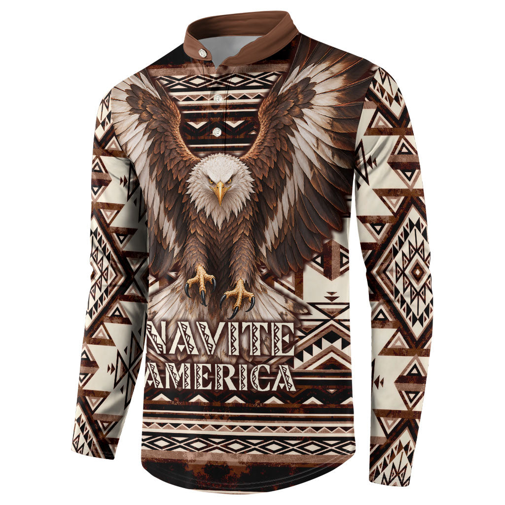Native American Eagle Button Sweatshirt Indigenous Woman Tribal Geometric Pattern Art