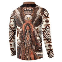Native American Eagle Button Sweatshirt Indigenous Woman Tribal Geometric Pattern Art