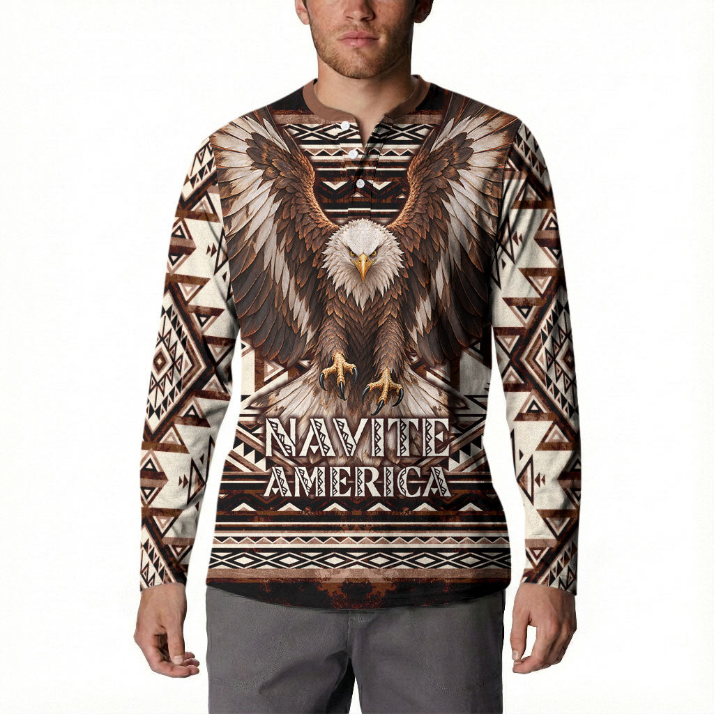 Native American Eagle Button Sweatshirt Indigenous Woman Tribal Geometric Pattern Art