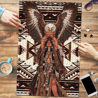 Native American Eagle Puzzle Indigenous Woman Tribal Geometric Pattern Art