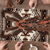 Native American Eagle Puzzle Indigenous Woman Tribal Geometric Pattern Art