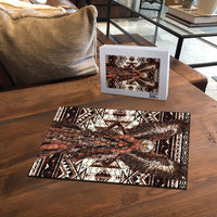 Native American Eagle Puzzle Indigenous Woman Tribal Geometric Pattern Art
