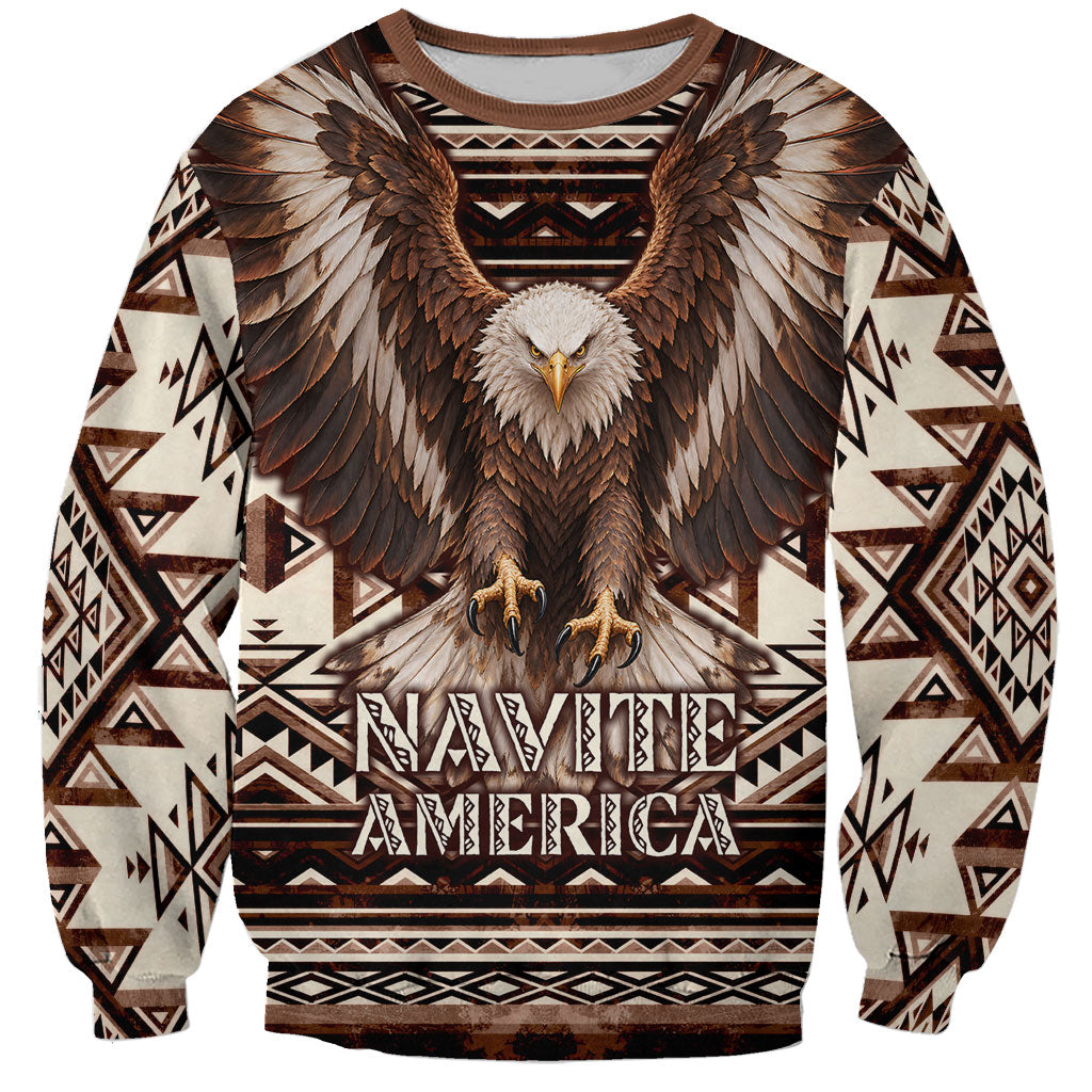 Native American Eagle Sweatshirt Indigenous Woman Tribal Geometric Pattern Art