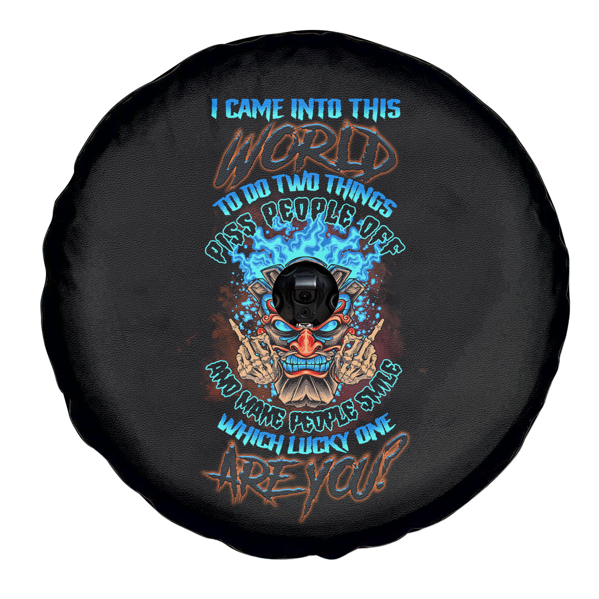 Which Lucky One Are You Skull Tiki Spare Tire Cover - Wonder Print Shop