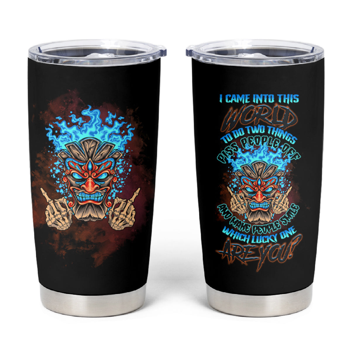 Which Lucky One Are You Skull Tiki Tumbler Cup