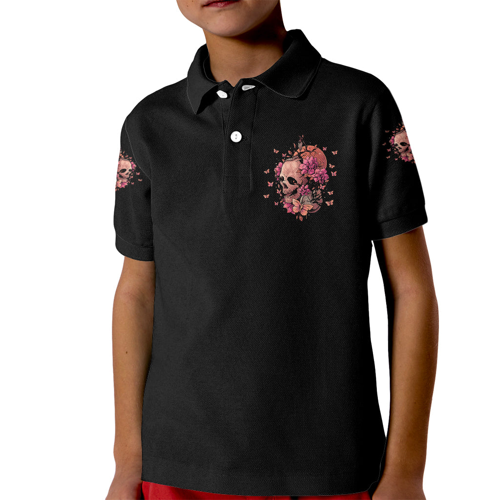 I Am A Sweet Girl Flower Skull Kid Polo Shirt - Wonder Print Shop