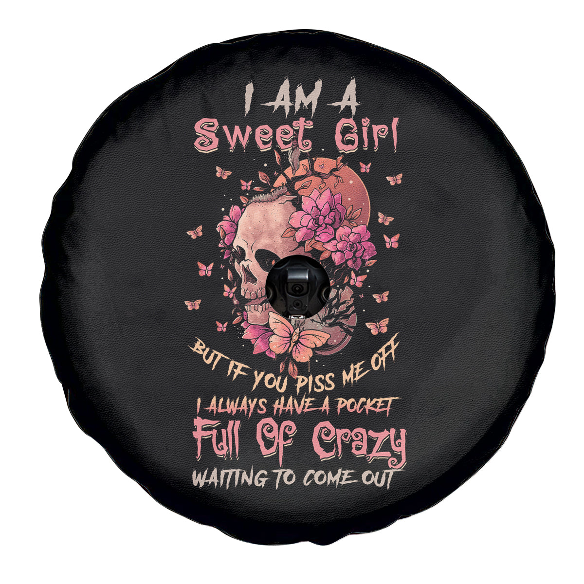 I Am A Sweet Girl Flower Skull Spare Tire Cover - Wonder Print Shop