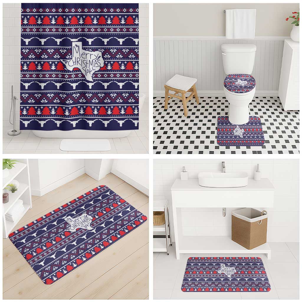 Merry Christmas Y'all Bathroom Set Xmas Holiday Patterns - Wonder Print Shop
