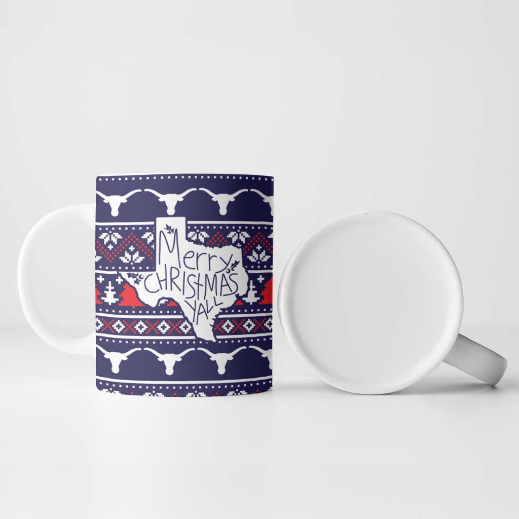 Merry Christmas Y'all Ceramic Mug Xmas Holiday Patterns - Wonder Print Shop
