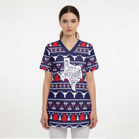 Merry Christmas Y'all Scrub Top Xmas Holiday Patterns - Wonder Print Shop