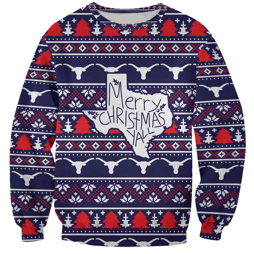 Merry Christmas Y'all Sweatshirt Xmas Holiday Patterns - Wonder Print Shop