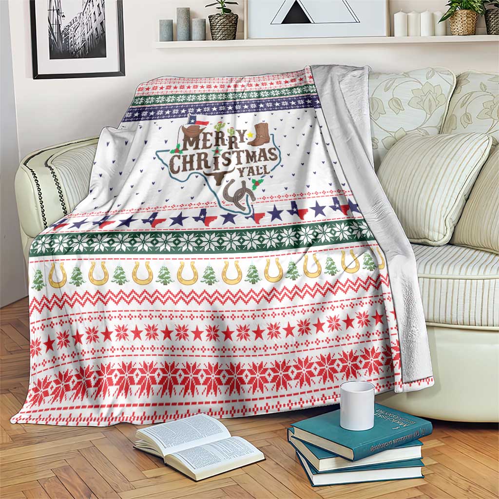 Merry Christmas Yall Texas Blanket Xmas Holiday Patterns - Wonder Print Shop