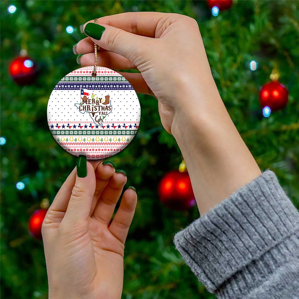 Merry Christmas Yall Texas Ceramic Ornament Xmas Holiday Patterns - Wonder Print Shop