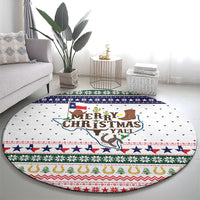 Merry Christmas Yall Texas Round Carpet Xmas Holiday Patterns - Wonder Print Shop