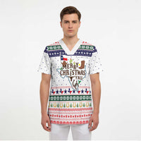 Merry Christmas Yall Texas Scrub Top Xmas Holiday Patterns - Wonder Print Shop