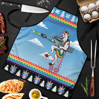 Unicorn Pew Pew Christmas Apron Xmas Holiday Patterns - Wonder Print Shop