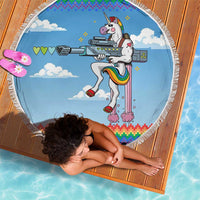 Unicorn Pew Pew Christmas Beach Blanket Xmas Holiday Patterns - Wonder Print Shop