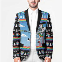 Unicorn Pew Pew Christmas Blazer Xmas Holiday Patterns - Wonder Print Shop