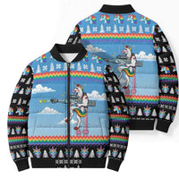 Unicorn Pew Pew Christmas Bomber Puffer Jacket Xmas Holiday Patterns - Wonder Print Shop