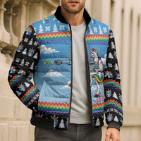 Unicorn Pew Pew Christmas Bomber Puffer Jacket Xmas Holiday Patterns - Wonder Print Shop