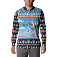 Unicorn Pew Pew Christmas Button Sweatshirt Xmas Holiday Patterns - Wonder Print Shop