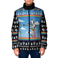 Unicorn Pew Pew Christmas Padded Jacket Xmas Holiday Patterns - Wonder Print Shop