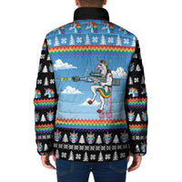 Unicorn Pew Pew Christmas Padded Jacket Xmas Holiday Patterns - Wonder Print Shop