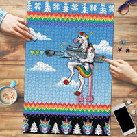 Unicorn Pew Pew Christmas Puzzle Xmas Holiday Patterns - Wonder Print Shop