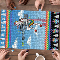 Unicorn Pew Pew Christmas Puzzle Xmas Holiday Patterns - Wonder Print Shop