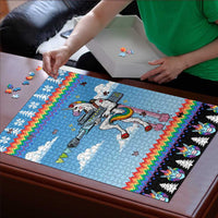 Unicorn Pew Pew Christmas Puzzle Xmas Holiday Patterns - Wonder Print Shop