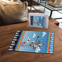 Unicorn Pew Pew Christmas Puzzle Xmas Holiday Patterns - Wonder Print Shop