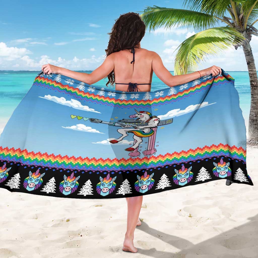 Unicorn Pew Pew Christmas Sarong Xmas Holiday Patterns - Wonder Print Shop