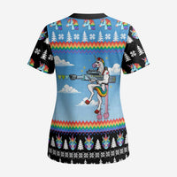 Unicorn Pew Pew Christmas Scrub Top Xmas Holiday Patterns - Wonder Print Shop